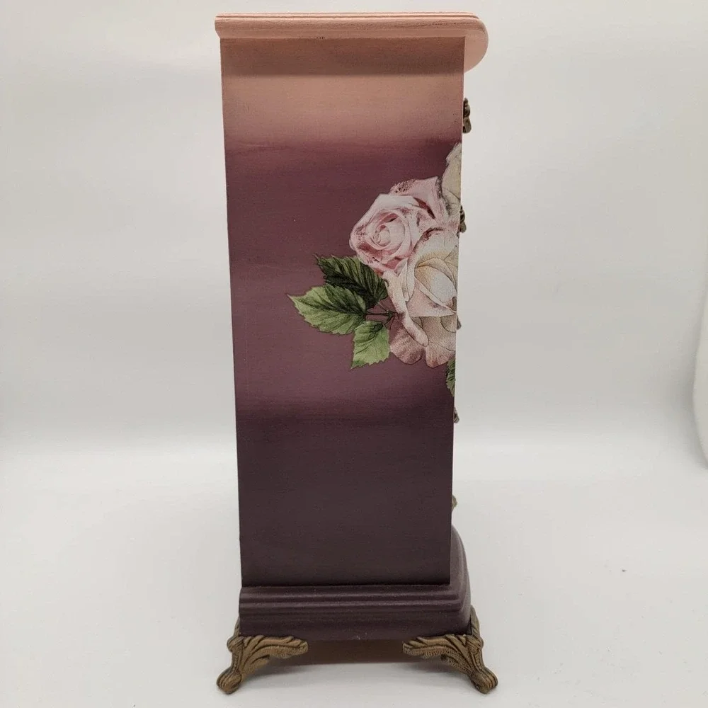 Custom Hand Painted Vintage Wooden Jewelry Box Large Drawers Necklace Carousel